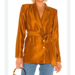 House of Harlow x Revolve Adra Jacket Shimmer Blazer Gold Bronze Size XXS
